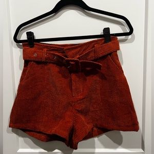 Belted Corduroy Shorts